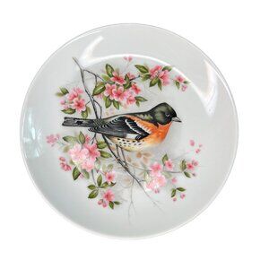 Kaiser Decorative Bird Plate By H. Auge Bergfink Design 8" Dia Floral Pink